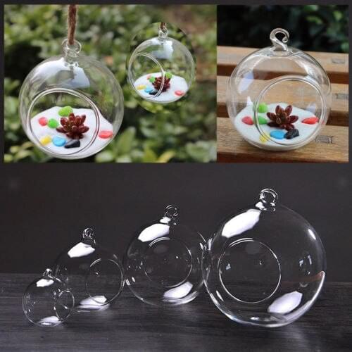 3"/4"/6" Transparent Wall Hanging Flower Glass Planter Vase Fish Tank Terrarium