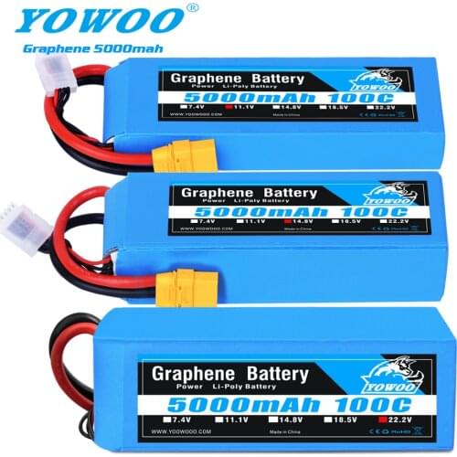 RC Graphene Battery Lipo 2S 7.4V 3S 11.1V 4S 14.8 5S 18.5V 6S 22.2V 5000mAh 100C XT60 XT90 for RC Car Helicopter