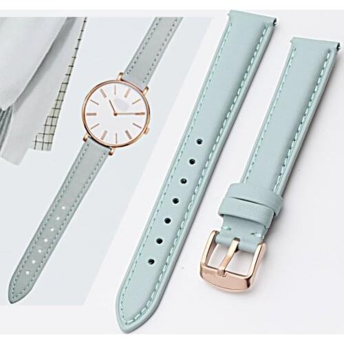 12mm 14mm 15mm 16mm 17mm 18mm 19mm rose gold real leather strap, watch band, pink, blue and Gray Lady Watch free postage