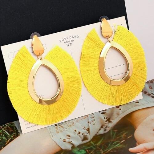 KSRA Fashion Bohemian Big Tassel Earrings for Women 2019 Trendy Statement Large Fringe Drop Dangle Earring Za Pendientes Jewelry