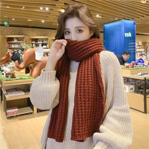 Wool Knitted Scarf Winter Pashmina Plain Thick Long Warm Comfortable Autumn man Woman Wrap Blanket Ladies Fashion