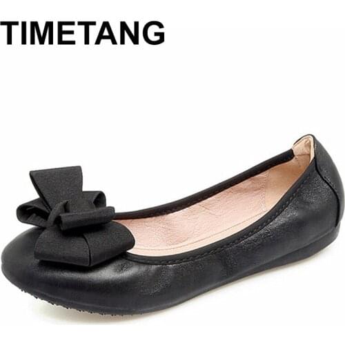 TIMETANG Autumn Ladies Shoes 9 Candy Colors Ballet Flats Women Black Office Work Shoes Sweet Bowtie Women Flat Shoes C102