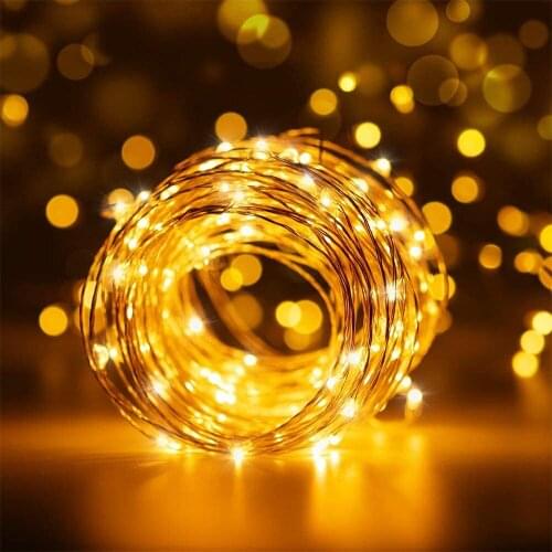 USB String Lights 100 LED String Lights Waterproof Copper Silver Wire Light for Christmas Bedroom Holiday Garden Party Wedding