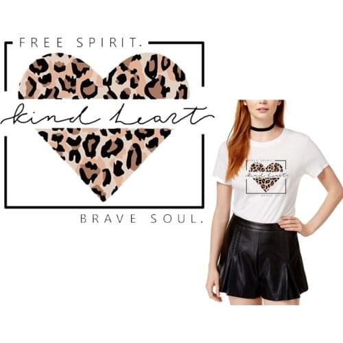 Leopard heart stickers patch iron on transfer for clothing heat vinyl transfer press badge iron on patches on clothes stripes