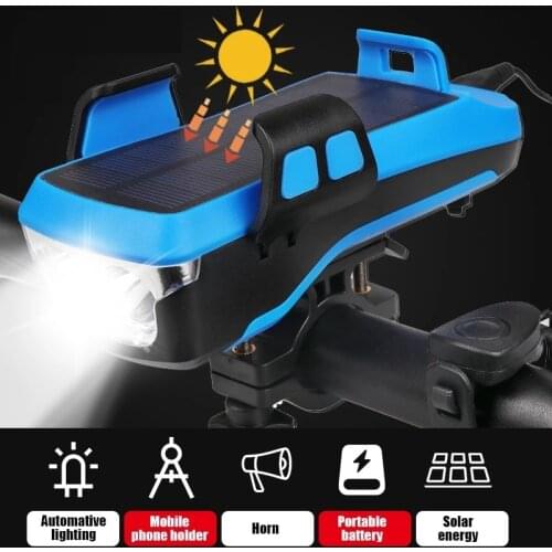 Multifunction Bicycle Light USB Solar Charging Phone Holder Bike Lamp Power Bank Front Bike Lamp 4000Mah Bicycle Led Lamp