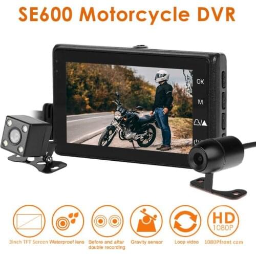 VODOOL SE600 Motorcycle DVR Dash Camera 3.0" Front Rear Dual Lens 1080P Waterproof G-sensor Motorbike Driving Recorder Dashcam