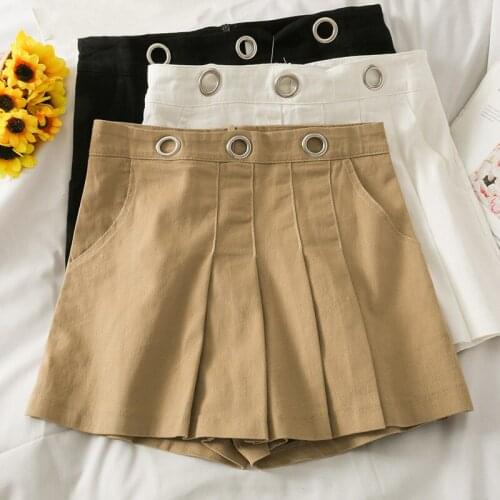 Office Lady Women Mini Skirt Casual Ladies Korean Fashion Summer High Waist A-Line Solid Pleated Skirts Punk Style Streetwear