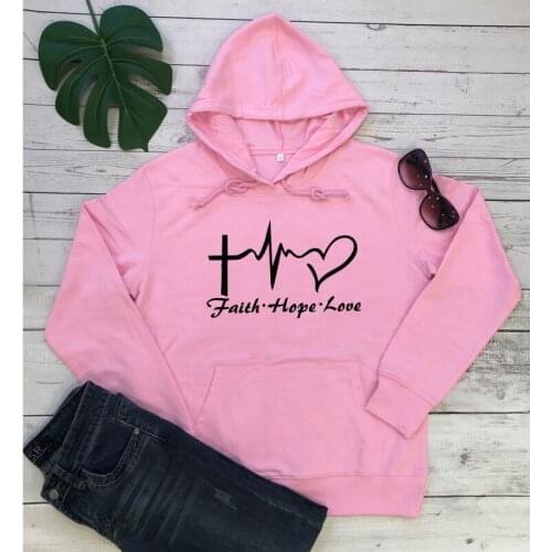 Unisex Faith Hope Love Christian Hoodies Casual Women long Sleeve Jumper Sweatshirts New Trendy Religious Graphic Pullovers Tops