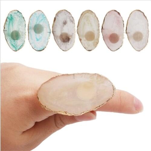 1Pc New Resin Stone Nail Art Palette Finger Ring False Nails Tips Drawing Color Mixing Display DIY Manicure Polish Gel Tool
