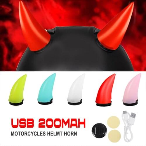 1PCS LED Motorcycle Helmet Corner Plastic Soft Horn Type-C ABS Helmet Devils Horn Angle Helmets Decoration 200mAh