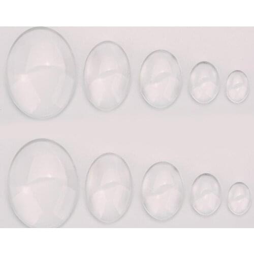 1pack 13x18mm 18x25mm 30x40mm Oval Glass Cabochon Cameo Transparent Clear Flat Back Crystal Cabochon For Craft Jewelry Supplies