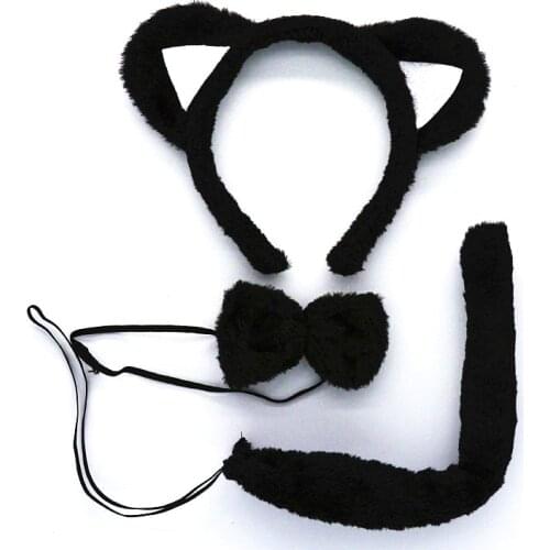 10pack Balck Pink White Cat Animal Ear Headband Bow Tie Tail Set Cosplay Costume Props Kids Adults Party Halloween Christmas