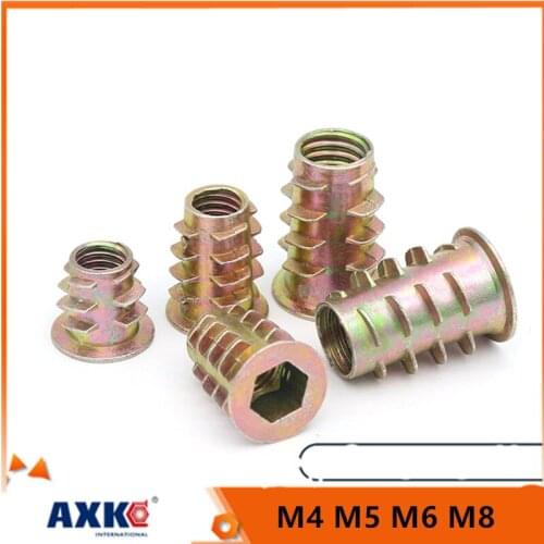 10X M4 M5 M6 M8 Metal Hexagon Hex Socket Head Embedded Insert Nut E-Nut for Wood Furniture Inside and Outside Thread Zinc-alloy
