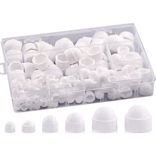 160Pcs Bolt Covers Screw Caps Nut Assortment,M4 M5 M6 M8 M10 M12 Nylon Insert Locknut for Matching Screws or Bolt