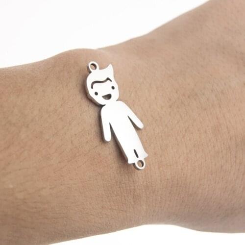 2 loops boy girl Stainless Steel Bracelet connector son daughter Customized shape plate mirror polished good quality charms