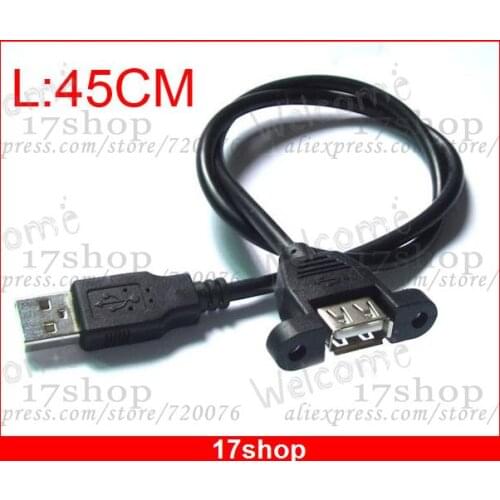2PC 45CM 2.0 USB EXTENSION CABLE LEAD USB MALE PLUG TO FEMALE SOCKET Panel fixed