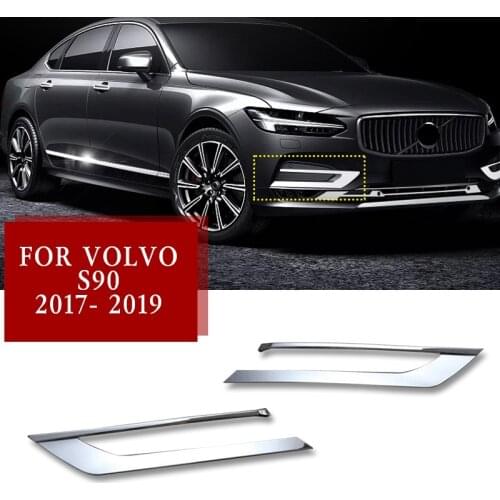 Pcmos ABS Chrome Front Fog Light Lower Bumper Cover Trim For Volvo S90 2017- 2019 Exterior Parts Chromium Styling Stickers 2Pcs