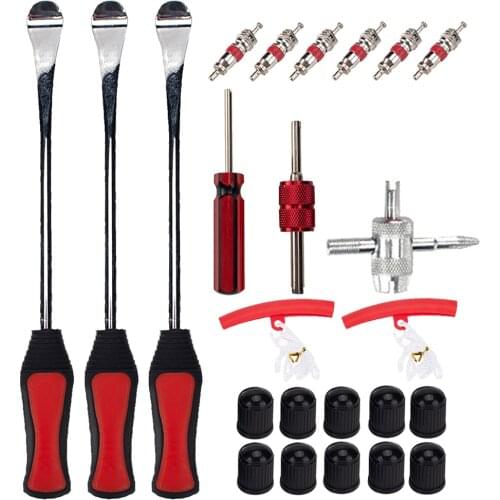 24pcs/set Car Motorcycle Bicycle Tire Spoons Levers Rim Protectors Valve Caps Cores Removal Tool Tyre Changing Repair Tools MGO3