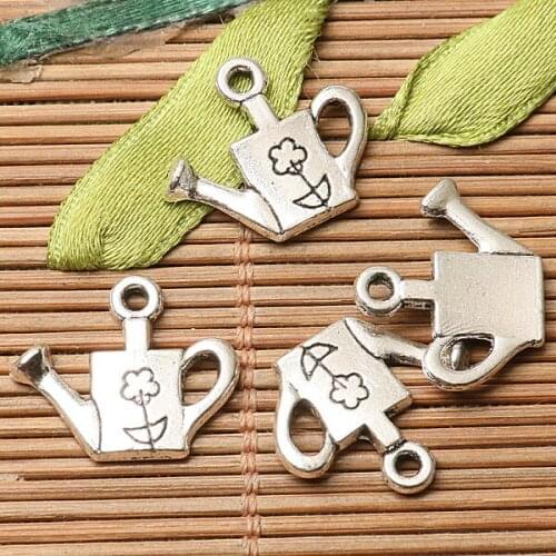 30pcs dark silver color flower watering can design charms EF2763