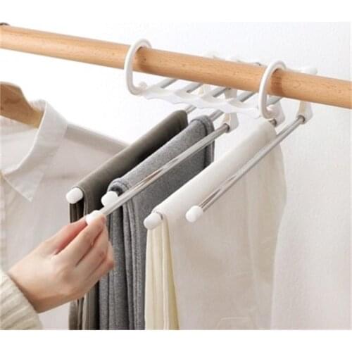 5 in 1 Trouser Storage Rack Multi-Functional Stainless Steel Wardrobe Storage Shelf Space Saver Closet Organizer Clothes Hanger