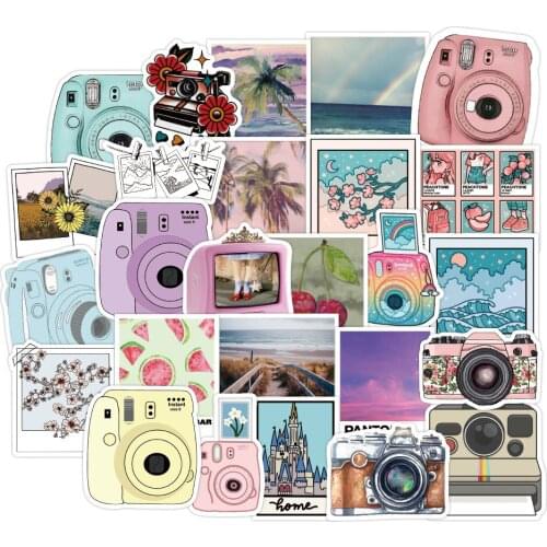 50PCS Travel Camera Cartoon Stickers Girl Square For Children On The Laptop Fridge Phone Skateboard Suitcase Decals Sticker F3