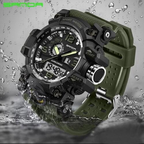Double Display Mens Sport Digital Wristwatches Man Watches 2021 Modern 30m Waterproof Automatic Round Watch Men Montre Homme