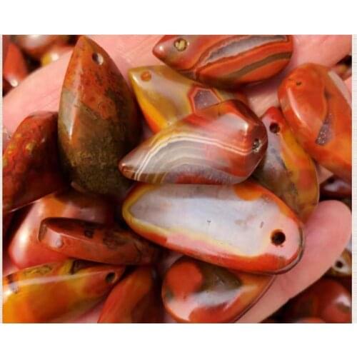 Pure Natural Warring States Red Grass Flower Water Drop Pendant Flat Water Drop DIY Accessories Antiquity Water Drop Pendant