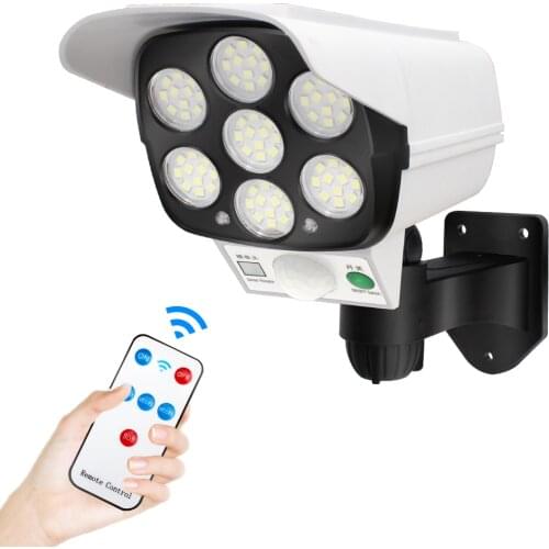 Solar Motion Sensor LED Light Outdoor Street Security Dummy Camera Lights with Remote Control IP65 Wireless Garden Lamp 1/2pcs