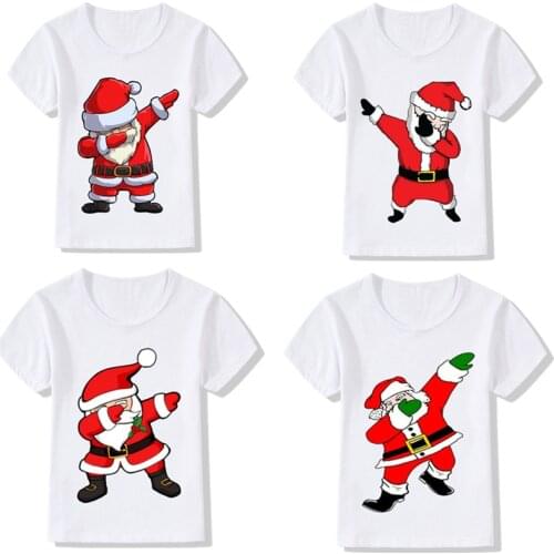 Kids Girls Boys Funny Christmas T-shirts Clothes Baby Santa Claus T Shirt Children Clothing Tops Tshirt T-shirt White Tees