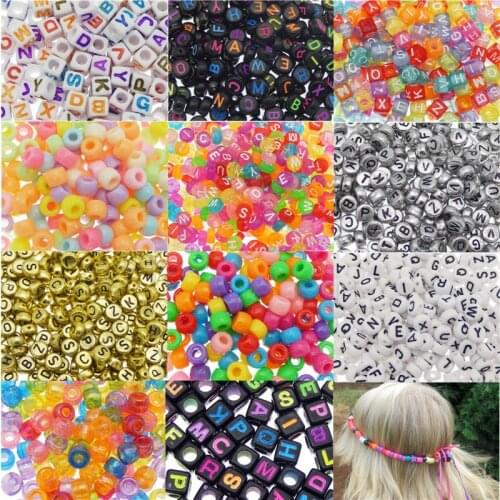 Julie Wang 110pcs Plastic Beads Mixed 11 Styles Resin Solid Color Alphabet Letters Spacer Bead Bracelet Jewelry Making Accessory