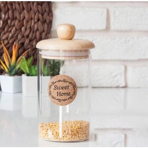 EminHome Glass Jar Bamboo Tutaçlı Small 1000 Cc