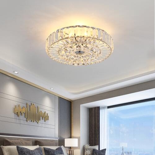 Bedroom crystal ceiling lamp simple post-modern model room restaurant study home round LED light luxury crystal lamp
