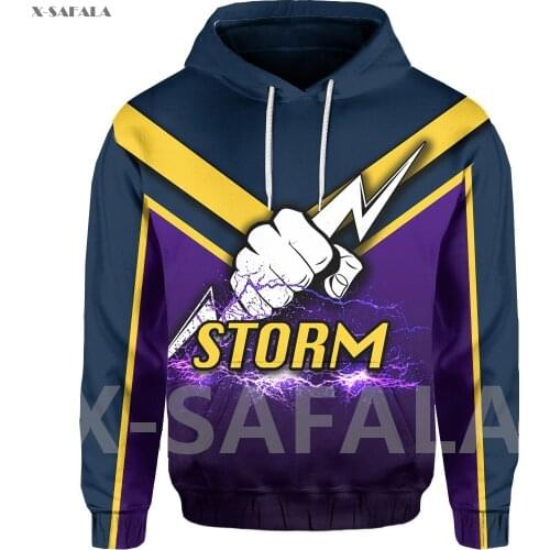 Melbourne Thunder Storm 3D Printed Hoodie Man Women Harajuku Outwear Zipper Pullover Sweatshirt Casual Jacket
