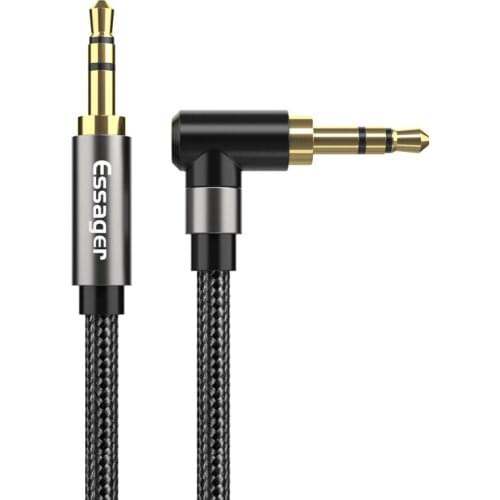 Essager Aux Cable 3.5mm Jack Audio Cable 90 Degree Right Angle Hifi 3.5 AUX Cord For Wired Headphones Xiaomi Speaker AUX Cord