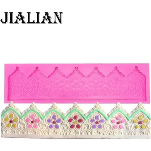 Strip beautiful flower lace chocolate wedding cake decorating tools DIY baking fondant silicone mold kitchen bar supplies T0332