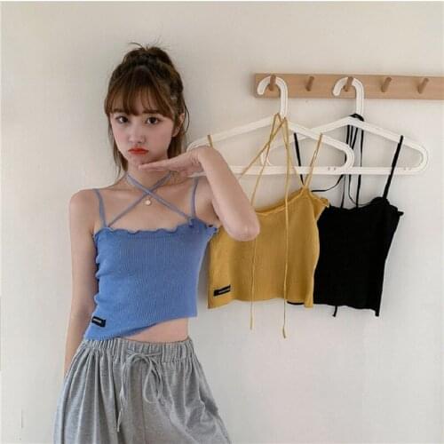 Summer Bandage Sleeveless Womens Halter Vest Knit Crop Tank Tops Women