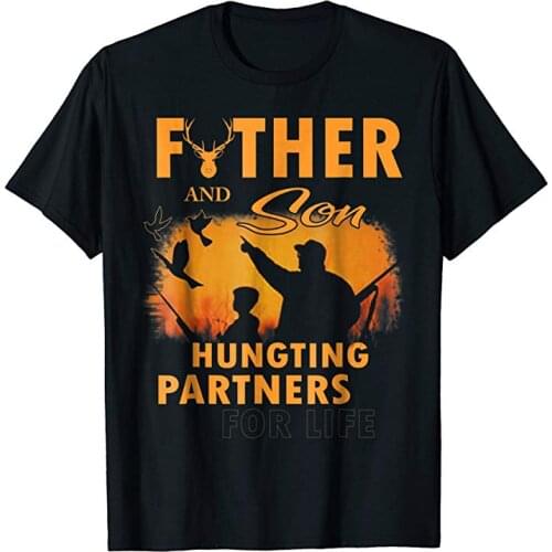 Father and Son Hunting Partners for Life T-Shirt Summer Cotton Short Sleeve O-Neck Mens T Shirt New S-3XL