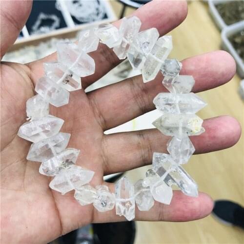 Natural stones and minerals herkimer diamond bracelet rough stone bracelet healing crystals clear quartz crystal bracelet