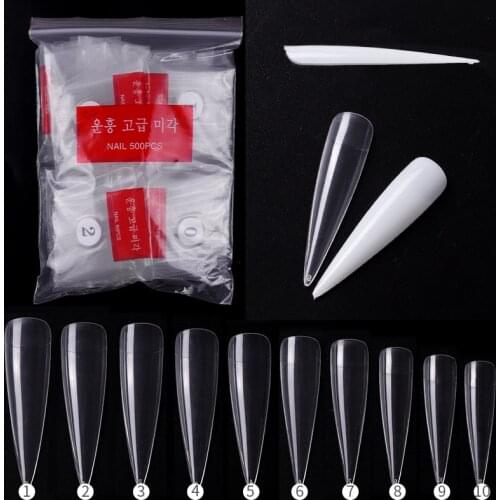 New 500pcs/bag Nail Fake Natural/Transparent /White Ultrathin Nail For Nail Salon