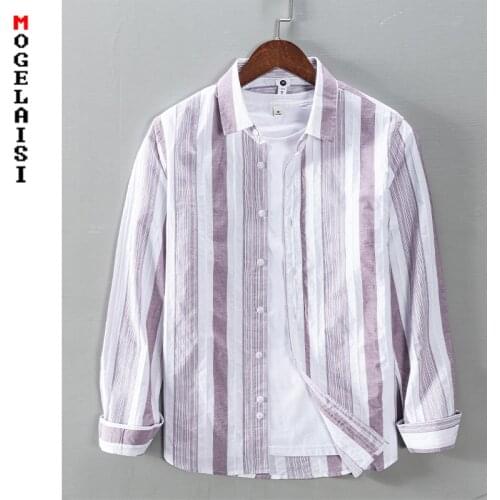 New 2021 spring Striped shirt men long sleeve 100%cotton soft tops high quality fashion shirt man clothing Camisa masculina 1237