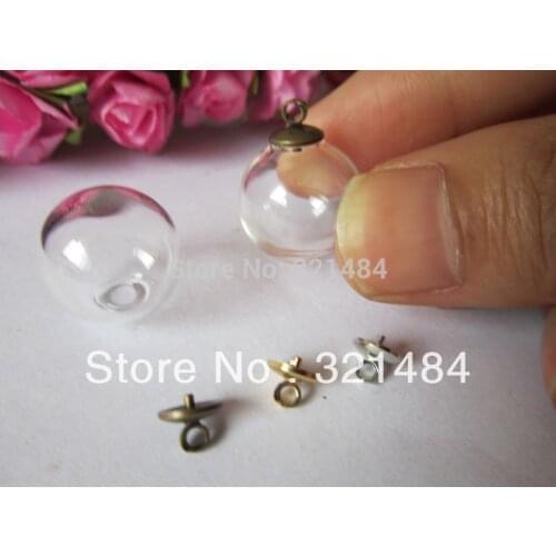 New arrived 50set/lot mixed 6mm cap with ring 16*4mm clear glass globe bubble dome bottle vials pendants charms diy