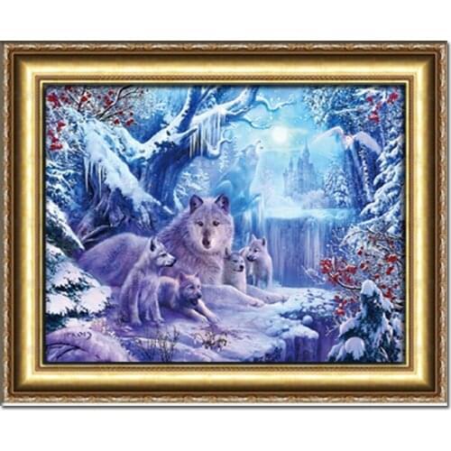 New Arrival 5D Square Diamond Painting Snow Wolf Cross Stitch Kit DIY Set Embroidery Rhinestone Canvas Painting Decor Needlework
