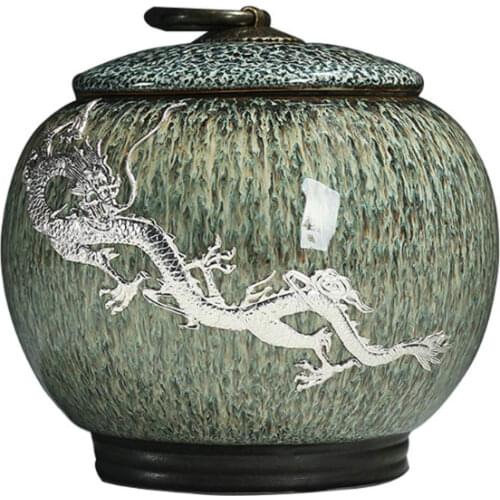 Gradient Glaze Ceramic Funeral Pet Urn for Memorials - Small Holds Up to 30 Cubic Inches of Ashes - Pet Cremation Urn for Ashes