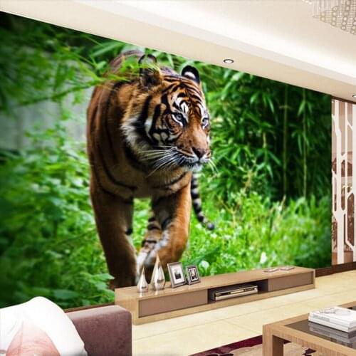 Drop Shipping Custom Photo Paper 3D Tiger Living Room TV Wall Mural Large Wall Painting Non-woven Wallpaper For Bedroom Walls