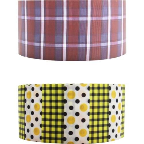 Q&N ribbon 16mm 22mm 25mm 38mm 50mm 75mm Yellow Plaid 50yard Ribbons Gift Box With Logo DIY Accessories /FOE Free Shipping