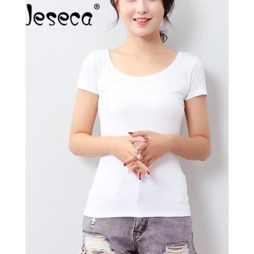 Jeseca Clearance Sale Summer Fit Modal Bottom T-shirt Women Slim Round Neck Women Fashion Colorful Chiffon Loose Clothes T-shirt