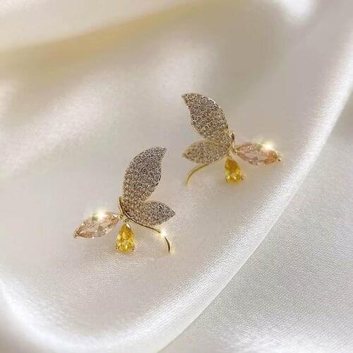 Fashion Crystal Stones Butterfly Stud Earrings For Women Girls 2020 New Jewelry Elegant Earings Bijoux