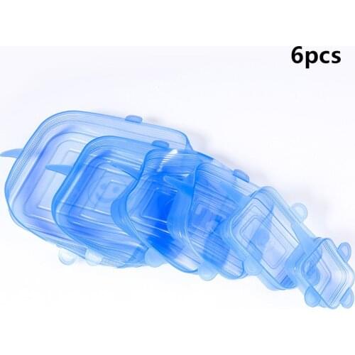 6 Pcs Silicone Stretch Lids Reusable Airtight Food Wrap Covers Keeping Fresh Seal Bowl Stretchy Wrap Cover Kitchen Cookware