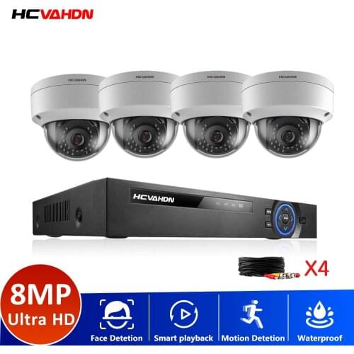 HCVAHDN 8.0MP Night Vision Surveillance System 4CH H.265+ P2P 4K AHD DVR In/Outdoor Waterproof Home CCTV Camera Infrared light
