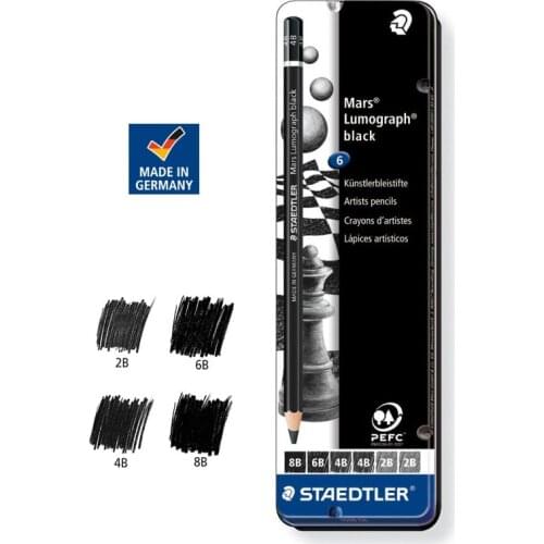 STAEDTLER 100B G6 drawing sketch painting Limited Edition Tin charcoal pencil set